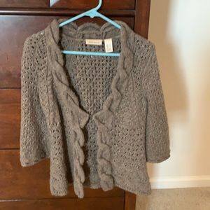 DKNY 3/4 length sleeve brown sweater